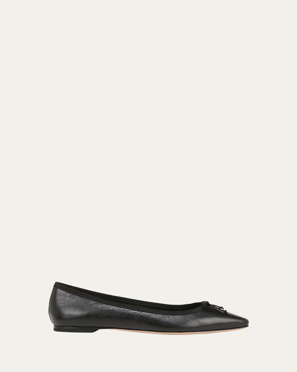 Catherine Leather Bow Ballerina Flats